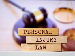 photo of the words personal injury law with a judge's gavel in the background