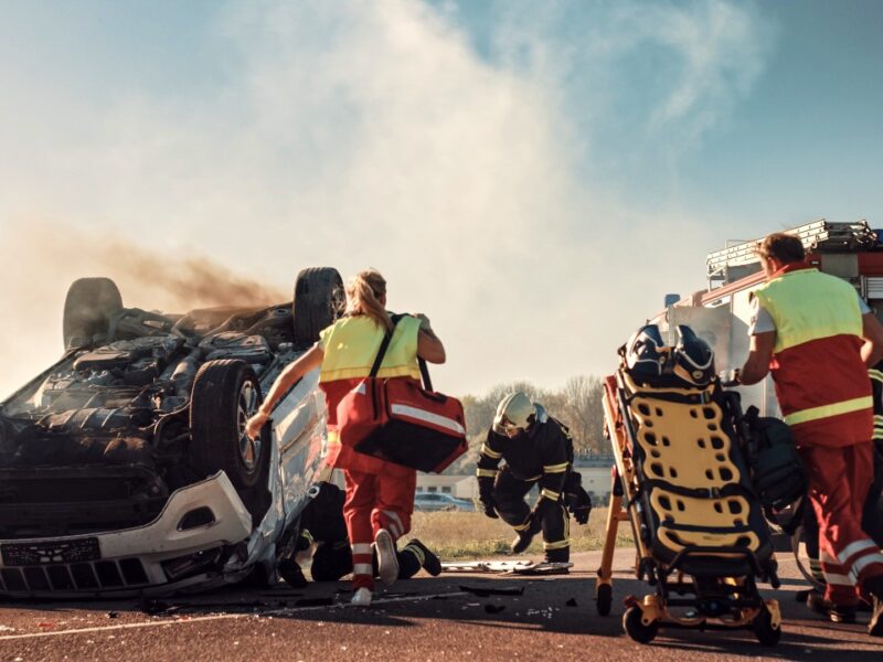 photo of paramedics at the scene of a car accident