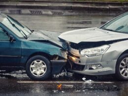 photo of a head on collision car accident