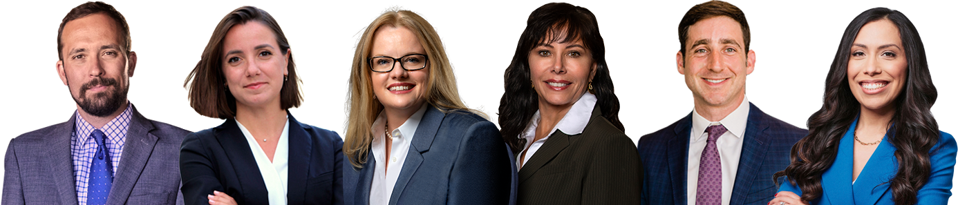 Group photo of 6 personal injury attorneys at The Hassell Law Group