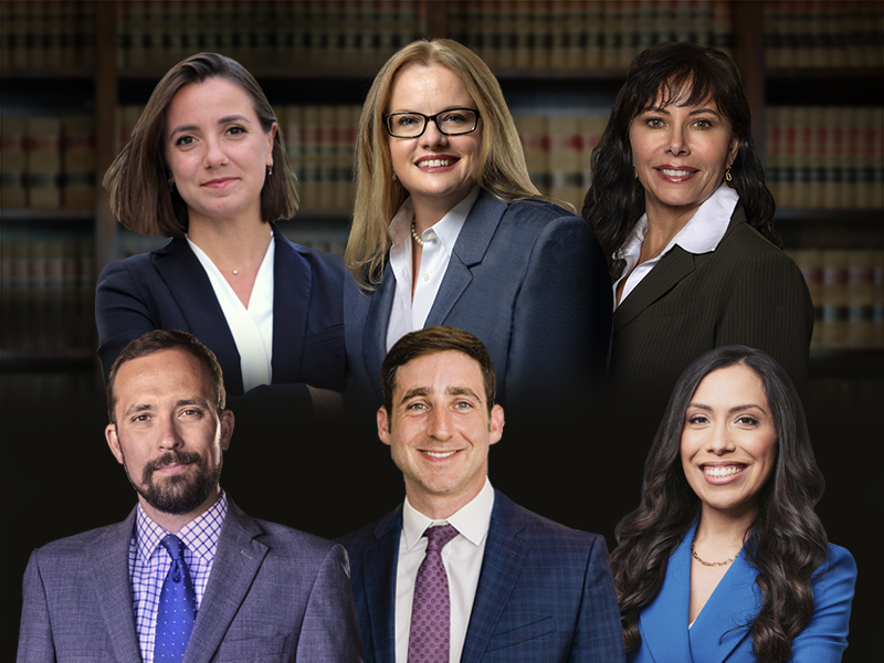 Group photo of 6 personal injury attorneys at The Hassell Law Group
