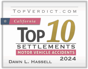 Attorney Award Badge Top 10 Motor Vehicle Accident Settlements California 2024 -Dawn Hassell