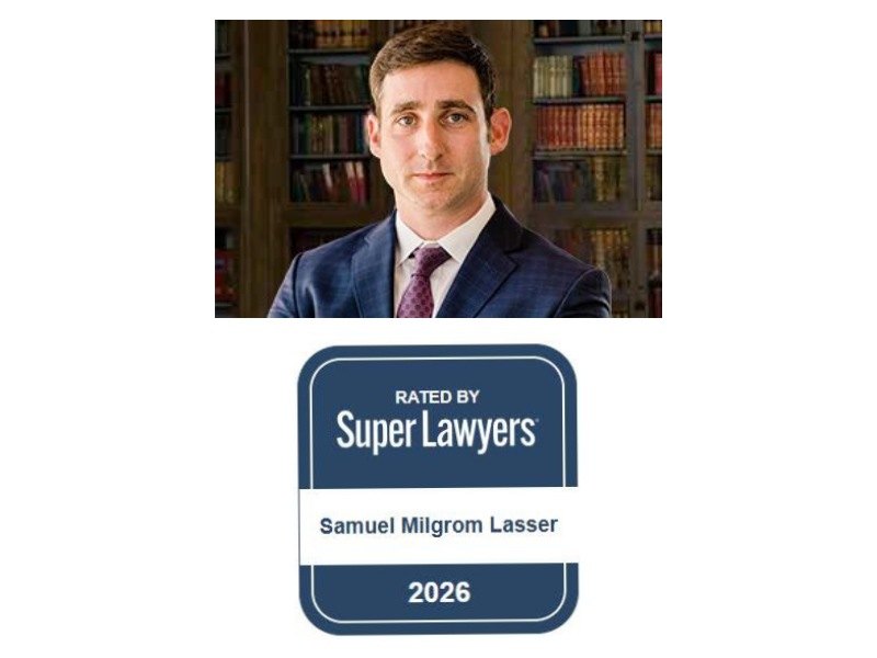 photo of senior attorney sam lasser along with 2026 super lawyers award badge
