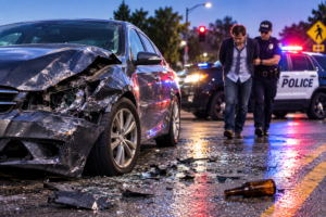Image of man being arrested for Drunk Driving accident