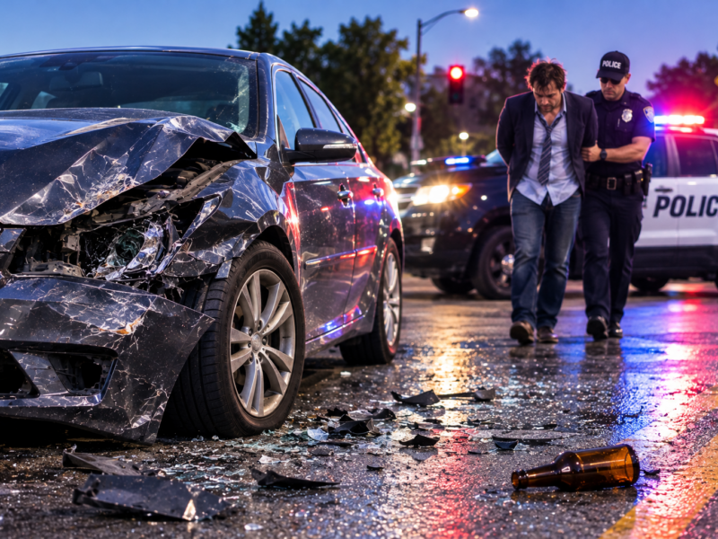 Image of man being arrested for a Drunk Driving accident