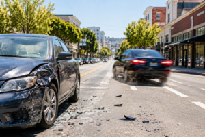 photo of a car fleeing the scene of a hit and run accident in San Francisco