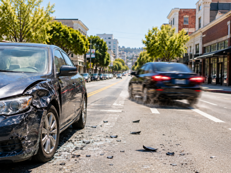 photo of a car fleeing the scene of a hit and run accident in San Francisco
