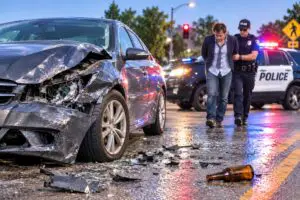 Image of man being arrested for a Drunk Driving accident